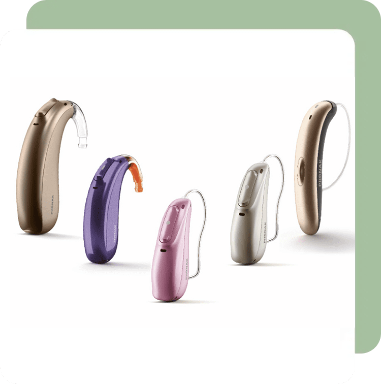 A group of different types of hearing aids.